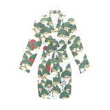 Bonsai red sun japanese pattern Women's Long Sleeve Belted Night Robe