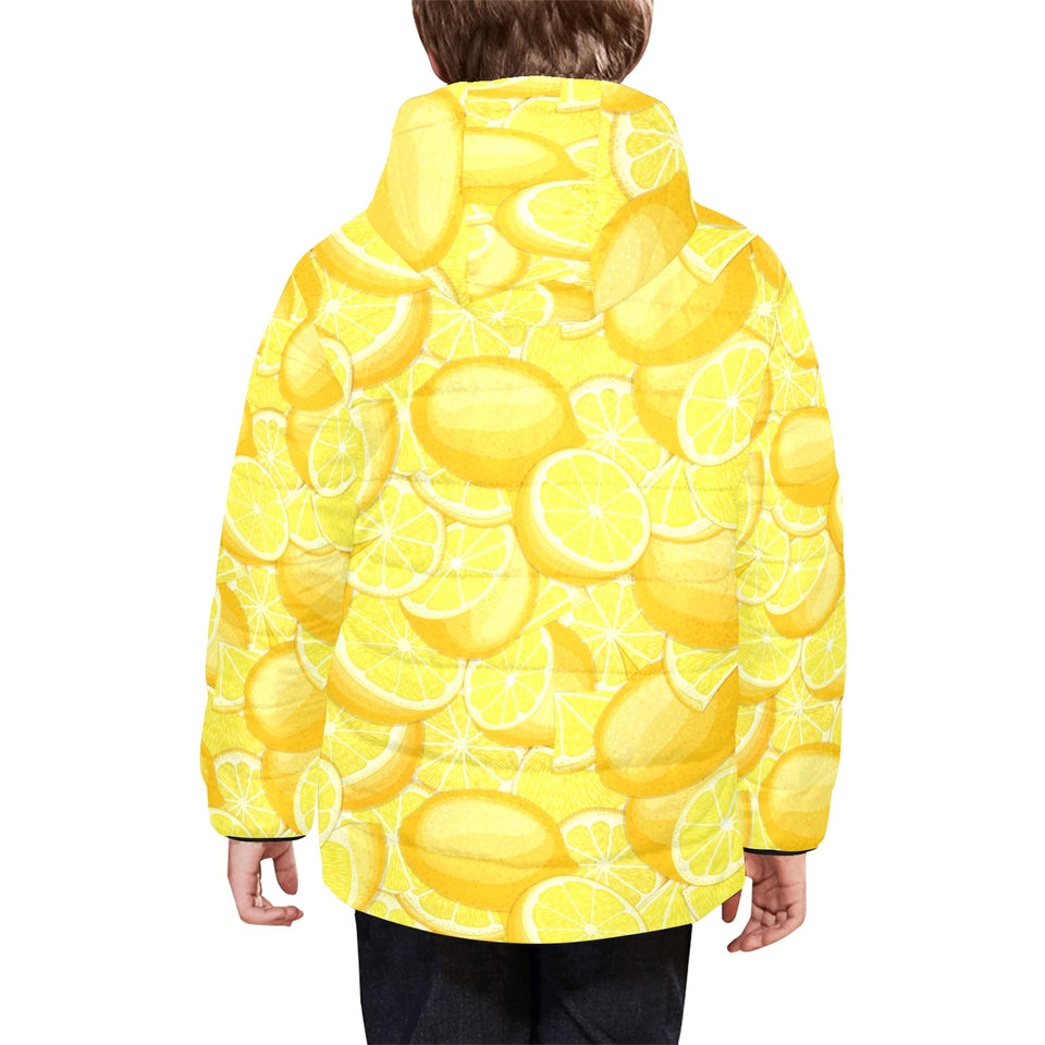 lemon pattern Kids' Boys' Girls' Padded Hooded Jacket