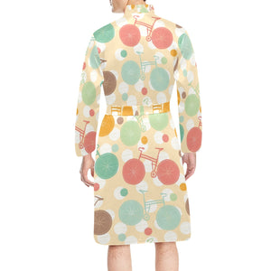 Bicycle Pattern Print Design 01 Men's Long Sleeve Belted Night Robe