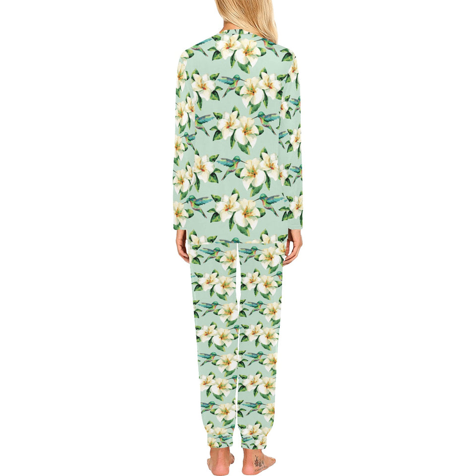 Hummingbird Pattern Print Design 01 Women's All Over Print Pajama Set