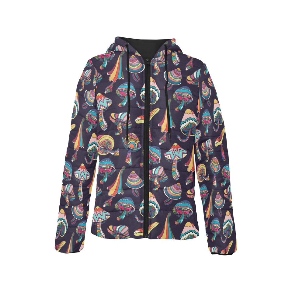 Colorful mushroom pattern Women's Padded Hooded Jacket