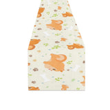 Cute brown pomeranian paw leave bone pattern Table Runner