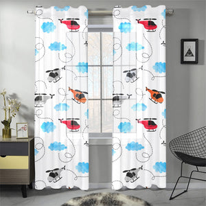 Watercolor helicopter cloud pattern Gauze Curtain