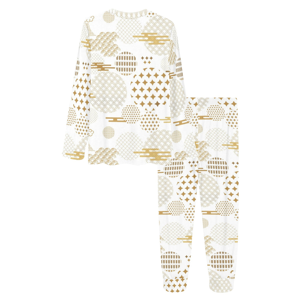 Beautiful gold japanese pattern Women's All Over Print Pajama Set