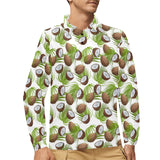 Coconut Pattern Print Design 04 Men's Long Sleeve Polo Shirt