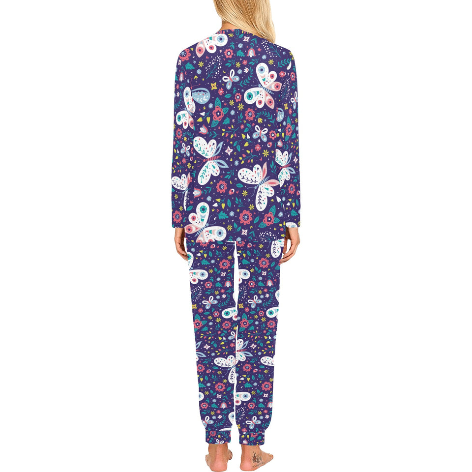 Colorful butterfly flower pattern.eps Women's All Over Print Pajama Set