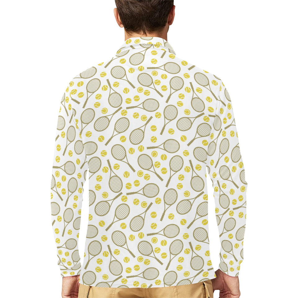Tennis Pattern Print Design 02 Men's Long Sleeve Polo Shirt