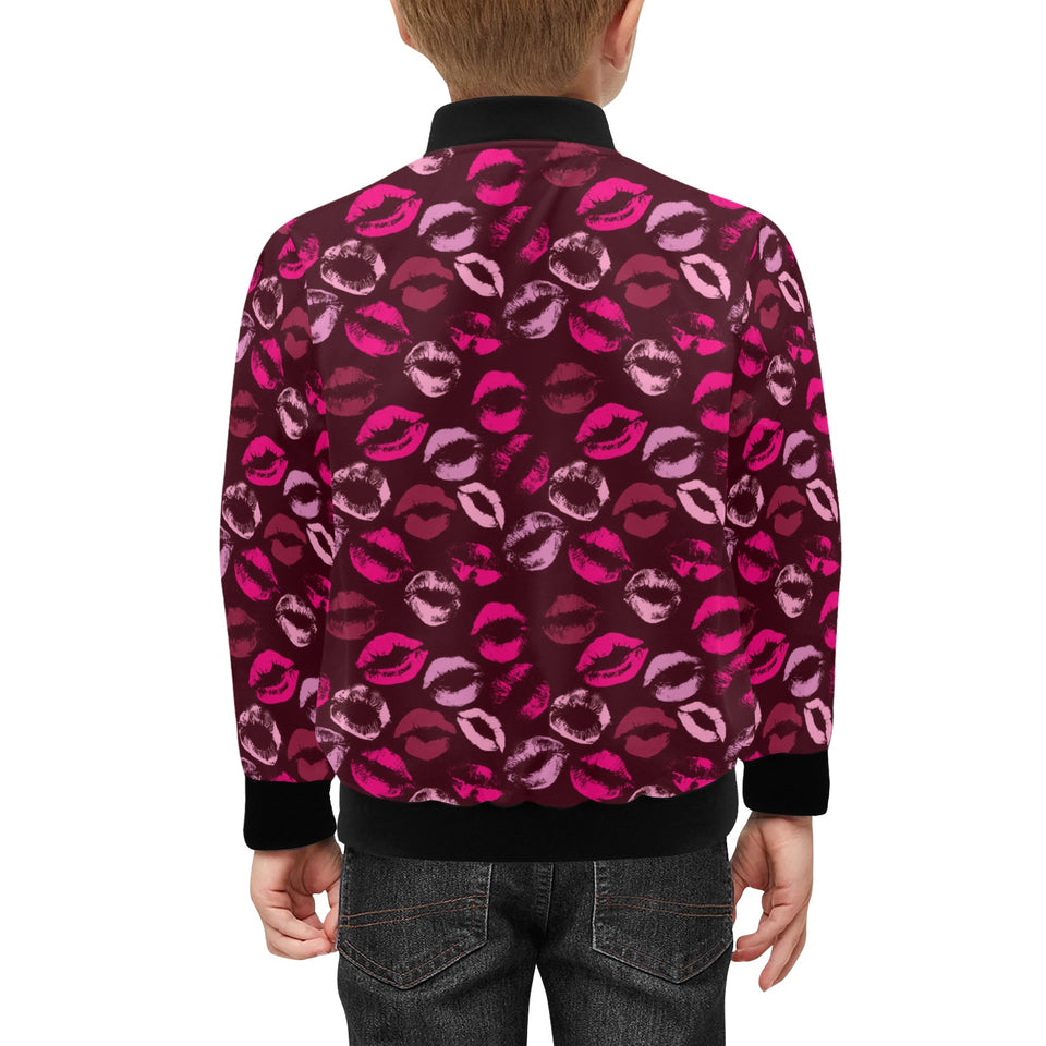 Lips Pattern Print Design 03 Kids' Boys' Girls' Bomber Jacket