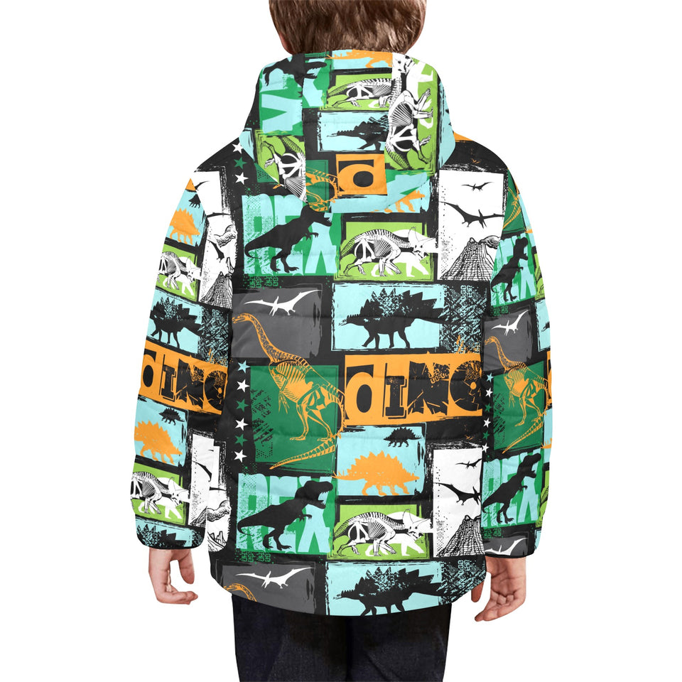 dinosaurs print pattern Kids' Boys' Girls' Padded Hooded Jacket