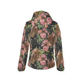 Horse head wild roses pattern Women's Padded Hooded Jacket