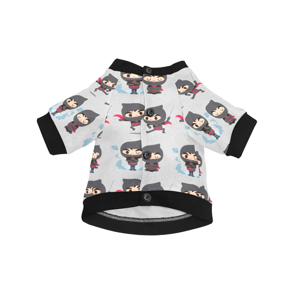 Cute ninja pattern All Over Print Pet Dog Round Neck Fuzzy Shirt