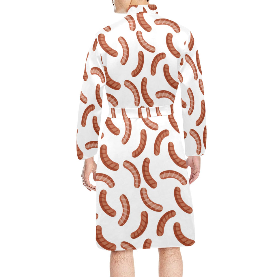 Sausage Pattern Print Design 04 Men's Long Sleeve Belted Night Robe