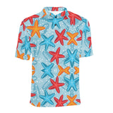 Blue red orange starfish pattern Men's All Over Print Polo Shirt