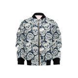 Sugar skull black white pattern Kids' Boys' Girls' Bomber Jacket
