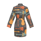 electric guitars pattern Women's Long Sleeve Belted Night Robe