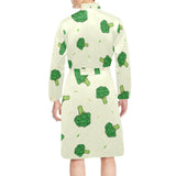 Broccoli pattern Men's Long Sleeve Belted Night Robe