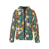 Canabis Marijuana Weed Pattern Print Design 02 Women's Padded Hooded Jacket