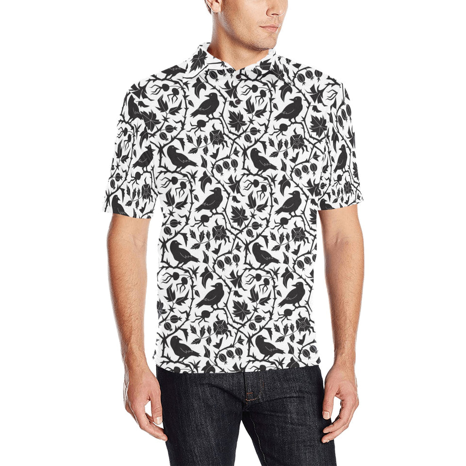 Crow dark floral pattern Men's All Over Print Polo Shirt