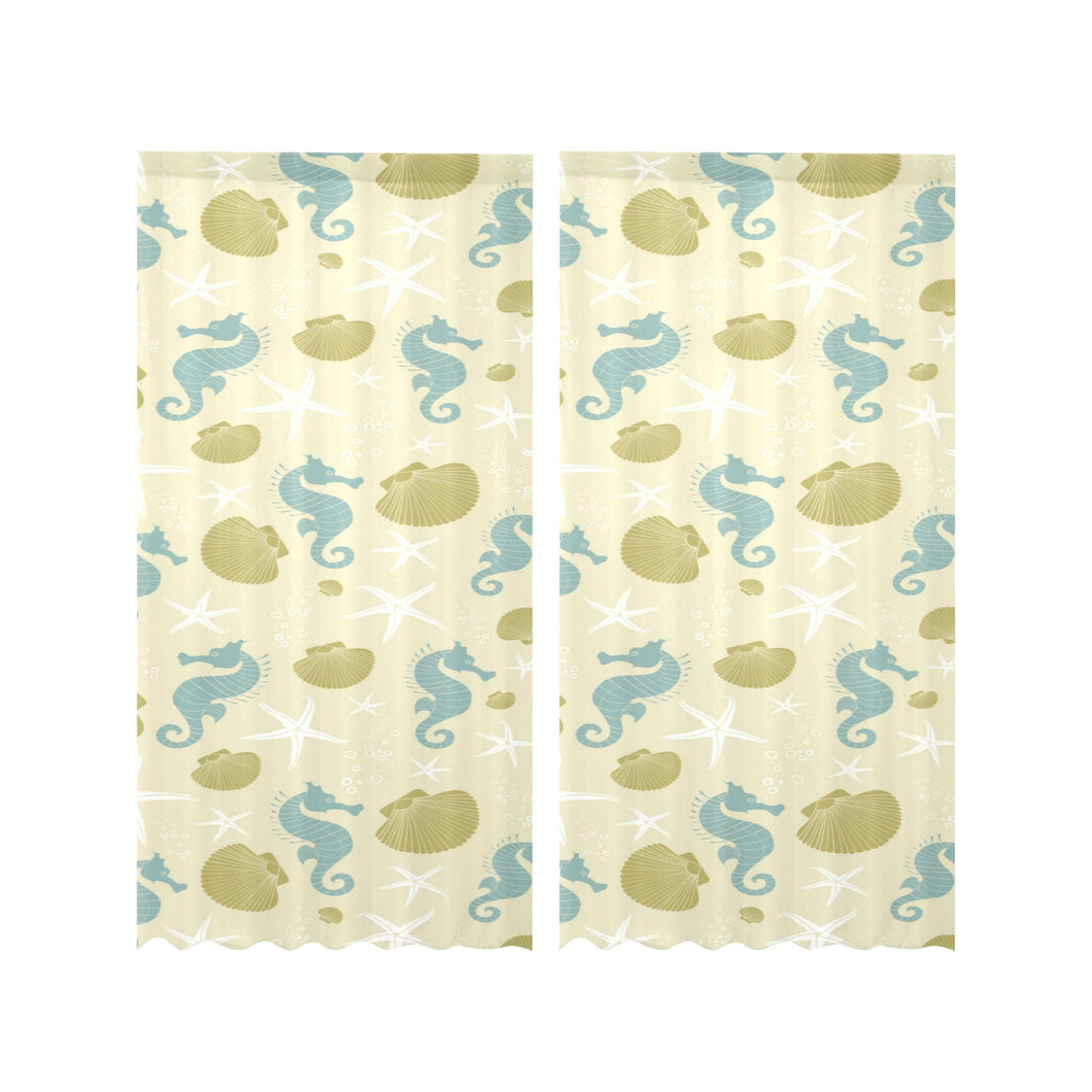 Seahorse shell starfish pattern background Gauze Curtain