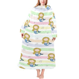 Cute hand drawn mermaid Blanket Robe with Sleeves