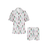 cute mermaid dolphin fish starfish pattern Women's V-Neck Short Pajama Set