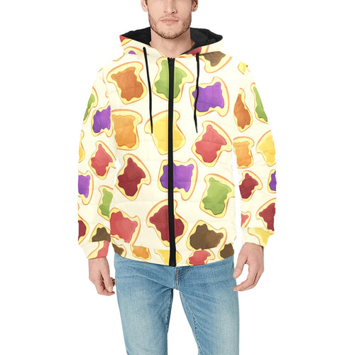 Bread Toast Pattern Print Design 02 Men's Padded Hooded Jacket