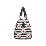 Donuts pink icing striped pattern Travel Bag