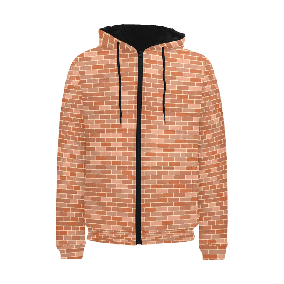 Brick Printed Pattern Print Design 02 Men's Padded Hooded Jacket
