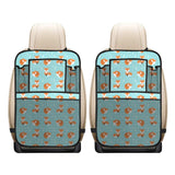 Fox pattern blue b ackground Car Seat Back Organizer