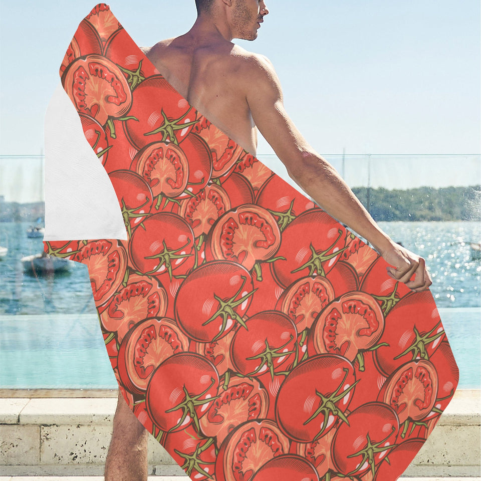 Red Tomato Pattern Beach Towel