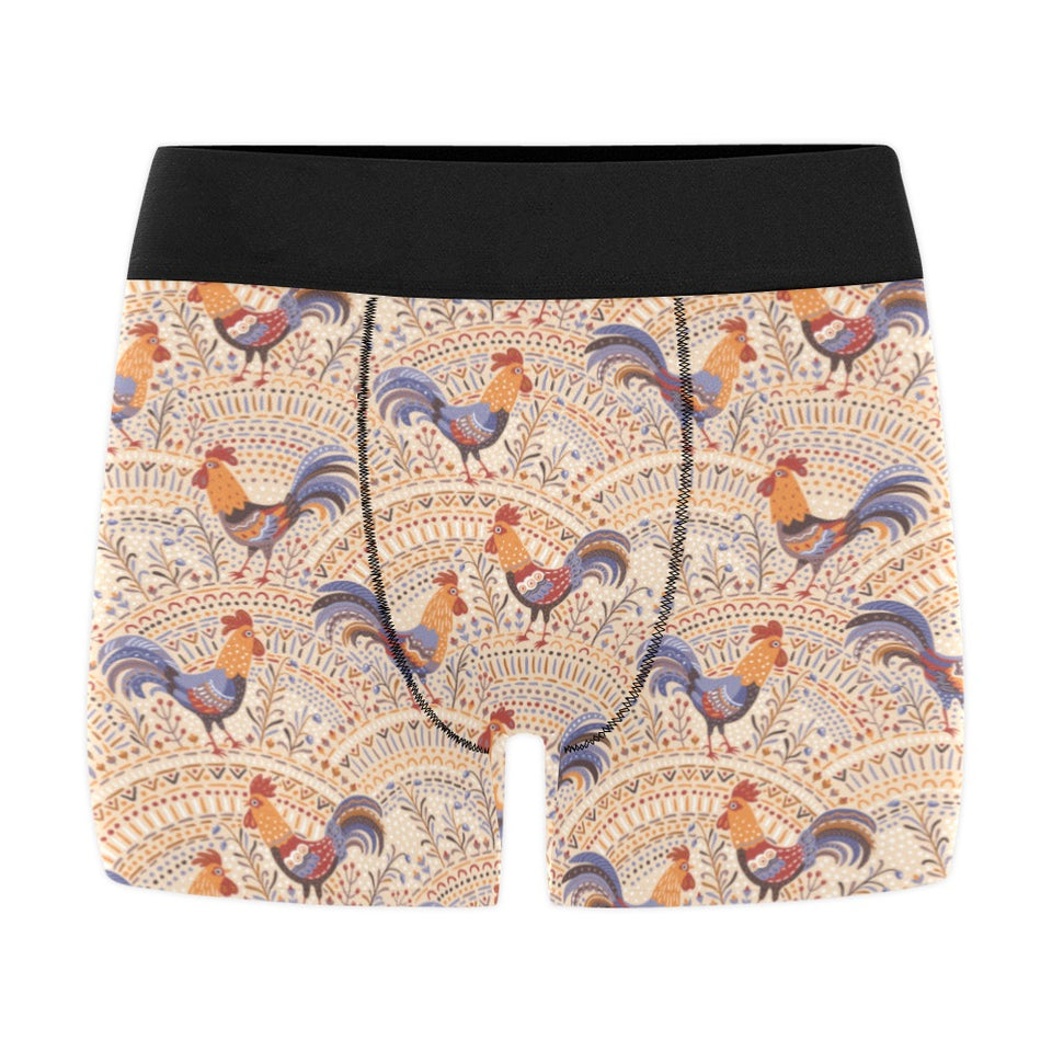 Cute rooster chicken cock floral ornament backgrou Men's All Over Print Boxer Briefs Men's Underwear