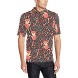 fox leaves mushroom pattern Men's All Over Print Polo Shirt