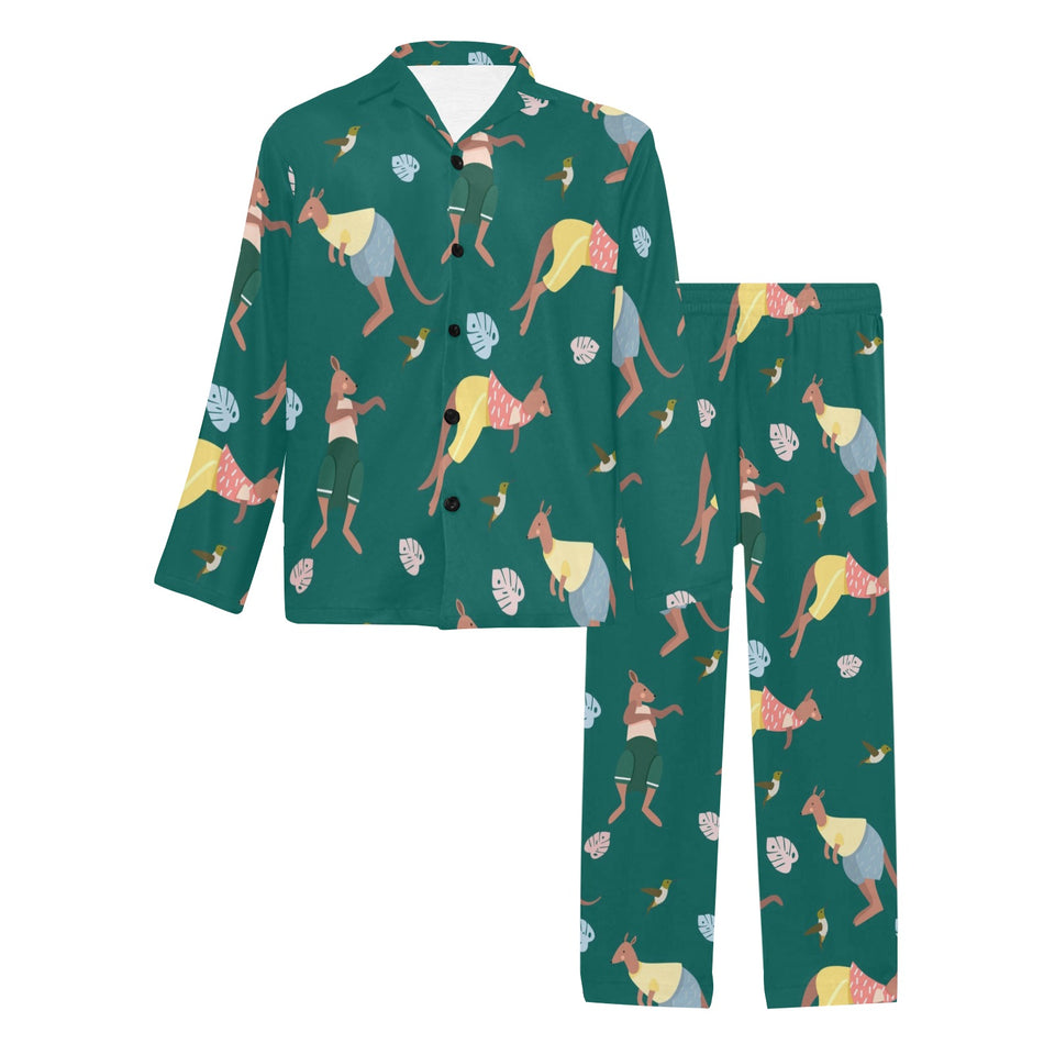 Kangaroo leaves pattern Men's Long Pajama Set