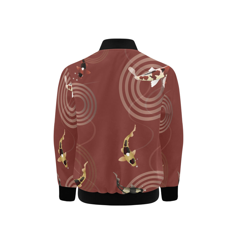 Koi Fish Carp Fish red background Kids' Boys' Girls' Bomber Jacket