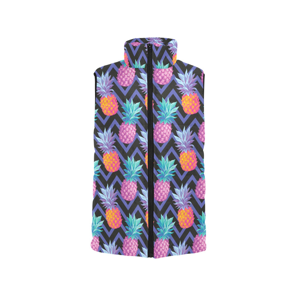 Pineapples pattern zigzag background Women's Padded Vest