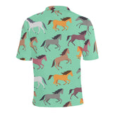 Colorful horses pattern Men's All Over Print Polo Shirt