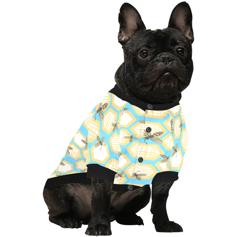 Bee honeycomb pattern All Over Print Pet Dog Round Neck Fuzzy Shirt