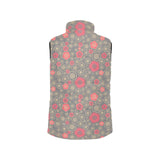 Red gold Sakura cherry blossom gray background Women's Padded Vest
