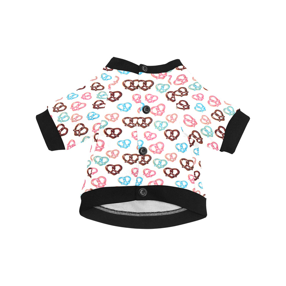 Pretzels Pattern Print Design 04 All Over Print Pet Dog Round Neck Fuzzy Shirt