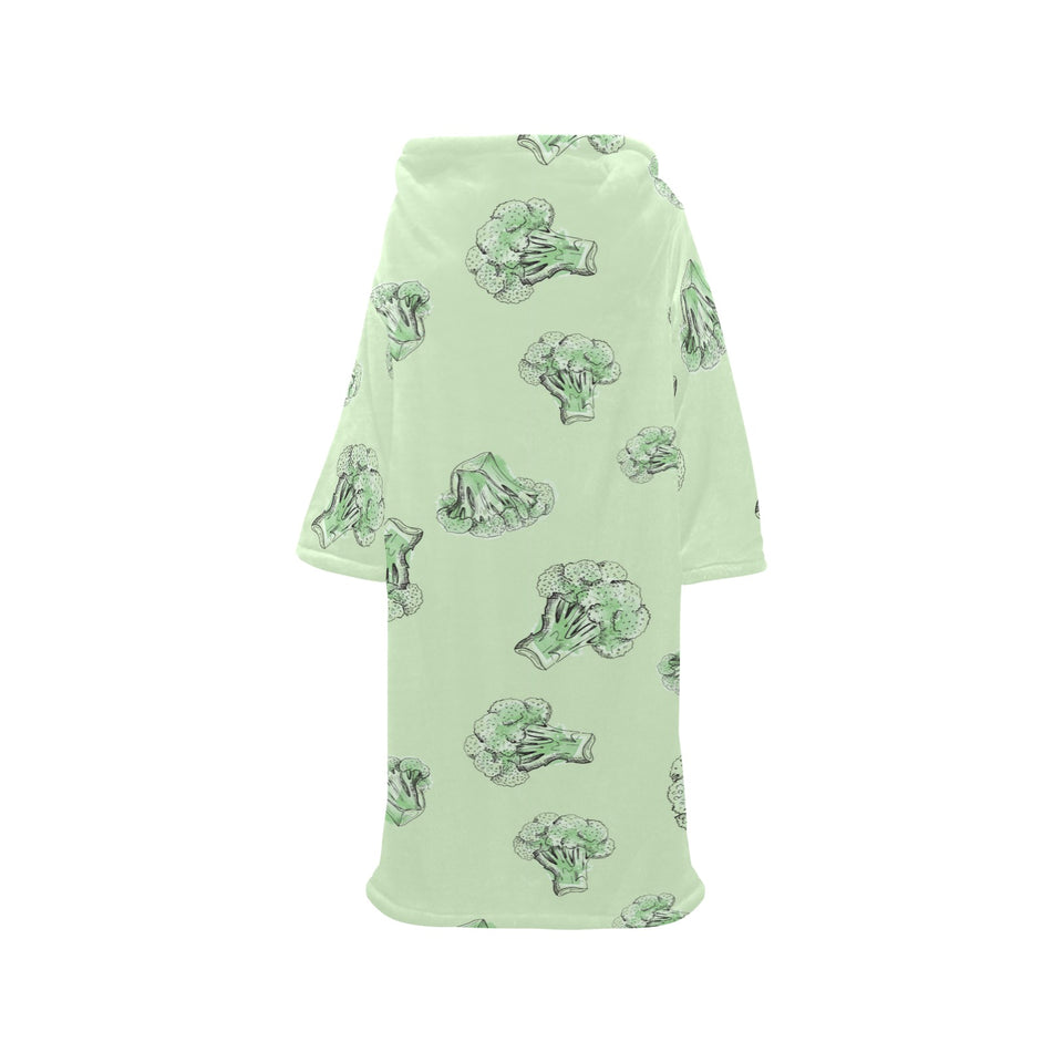 broccoli sketch pattern Blanket Robe with Sleeves