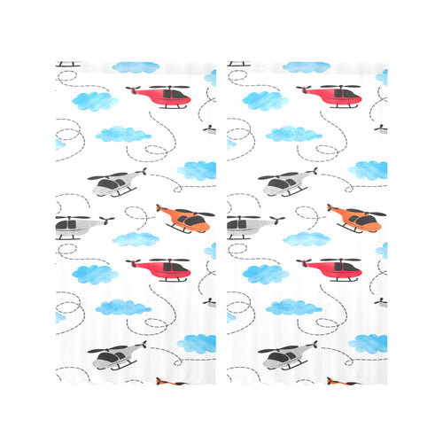 Watercolor helicopter cloud pattern Gauze Curtain
