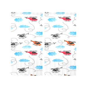 Watercolor helicopter cloud pattern Gauze Curtain