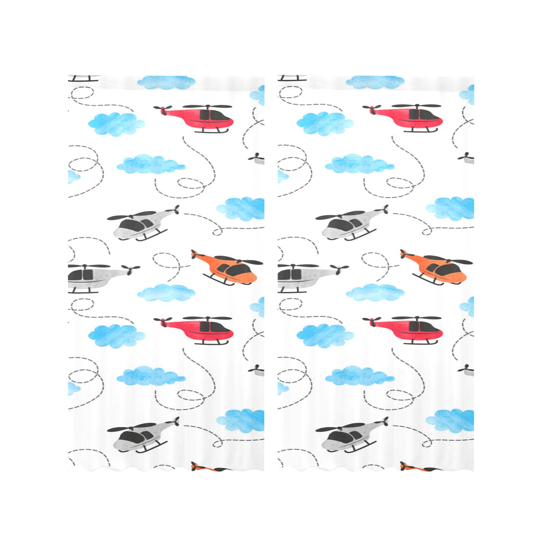 Watercolor helicopter cloud pattern Gauze Curtain