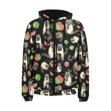 Raccoon watermelon pattern Men's Padded Hooded Jacket