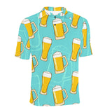 Beer pattern green background Men's All Over Print Polo Shirt