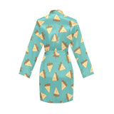 Sandwich Pattern Print Design 03 Women's Long Sleeve Belted Night Robe