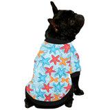 Blue red orange starfish pattern All Over Print Pet Dog Round Neck Fuzzy Shirt