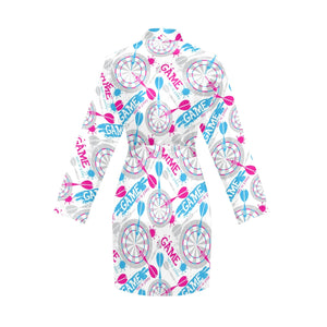 Darts Pattern Print Design 01 Women's Long Sleeve Belted Night Robe