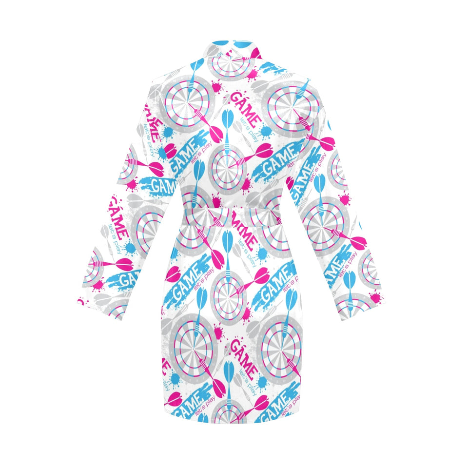 Darts Pattern Print Design 01 Women's Long Sleeve Belted Night Robe