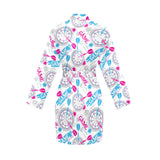 Darts Pattern Print Design 01 Women's Long Sleeve Belted Night Robe